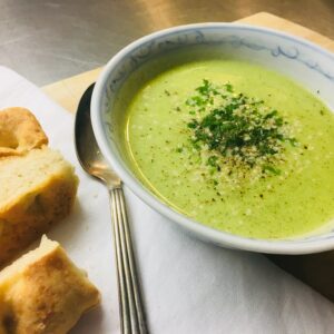 plated Zucchini cream Soup